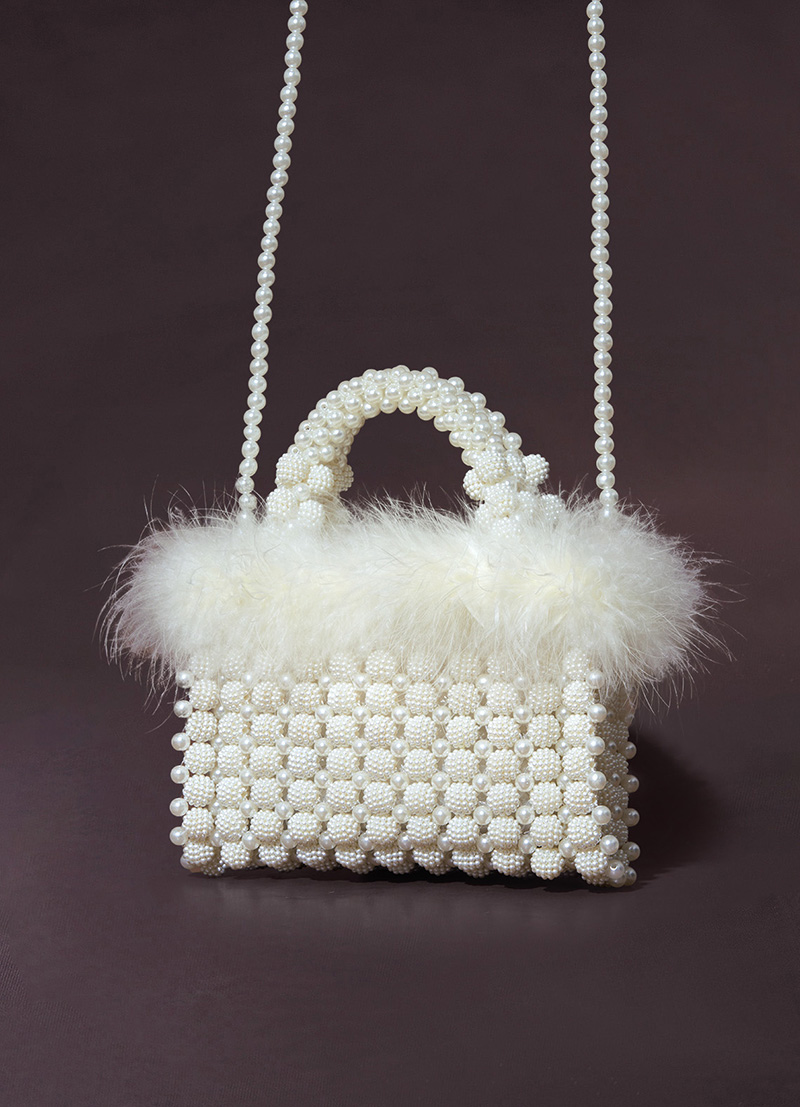 feather pearl handbag