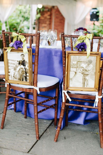 hang your baby photos from your dinner chairs