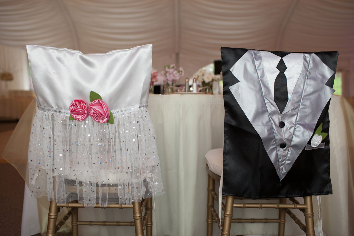 bride and groom chair covers