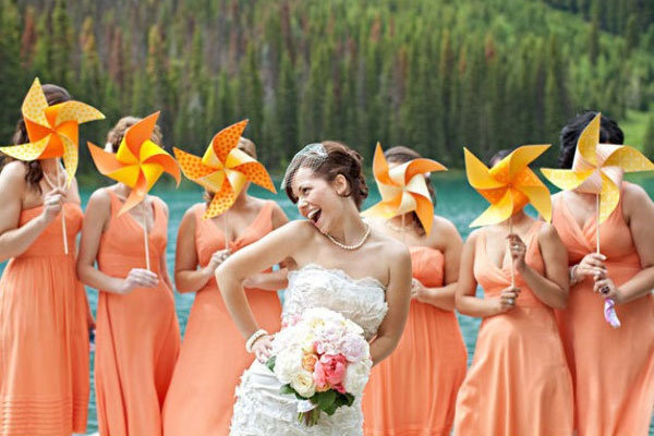 fun and whimsical photo with the bridesmaids