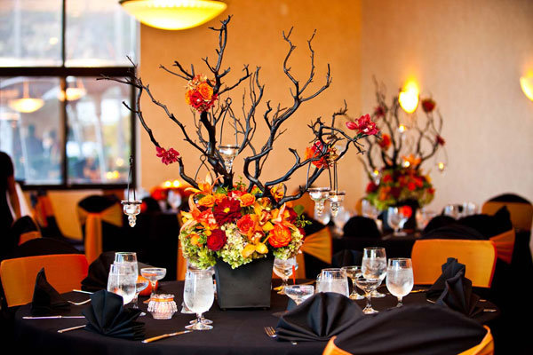 This centerpiece is the perfect fit for a Halloween themed wedding or any 