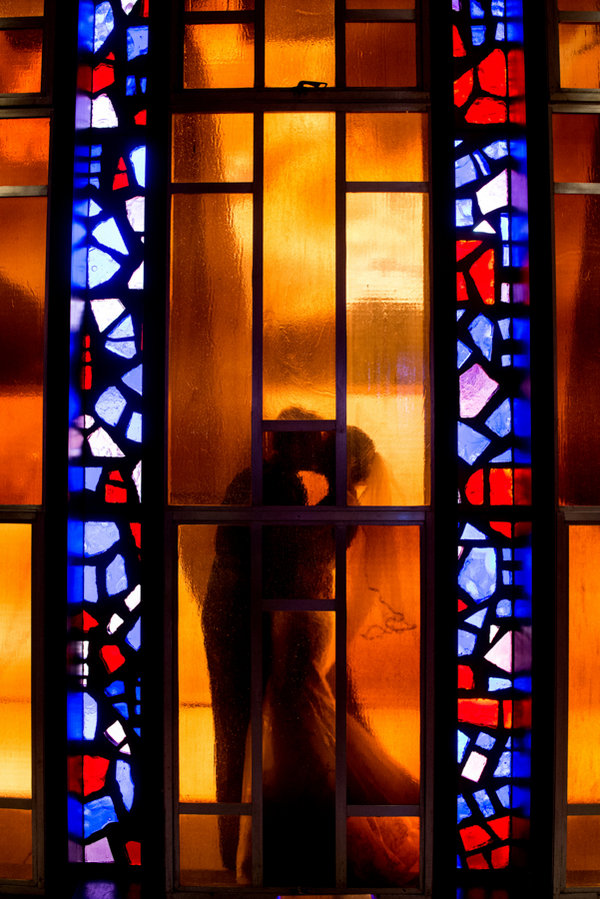 stained glass wedding picture