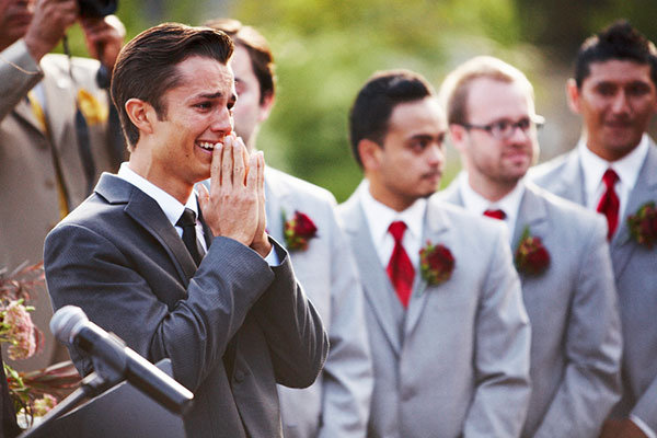 grooms reaction wedding ceremony