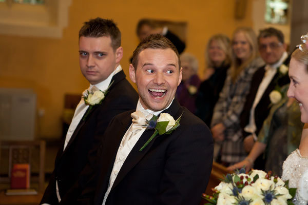 grooms reaction to seeing bride for the first time on the wedding day