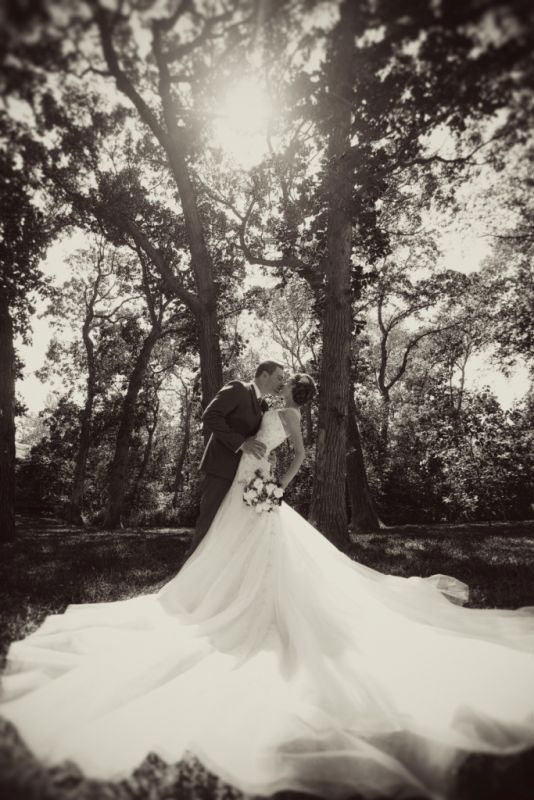 wedding dress with dramatic train