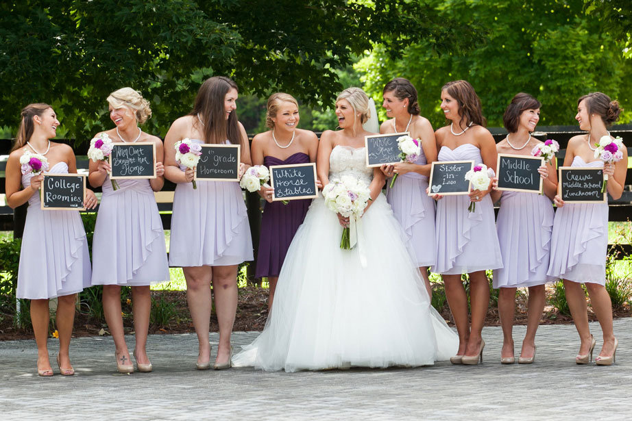 bridesmaids showing how they met the bride