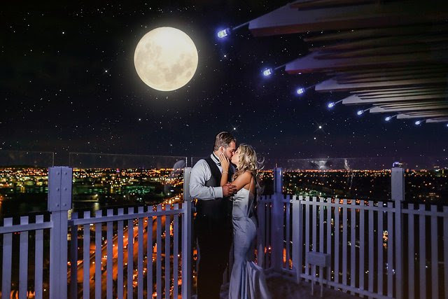 full moon wedding photo