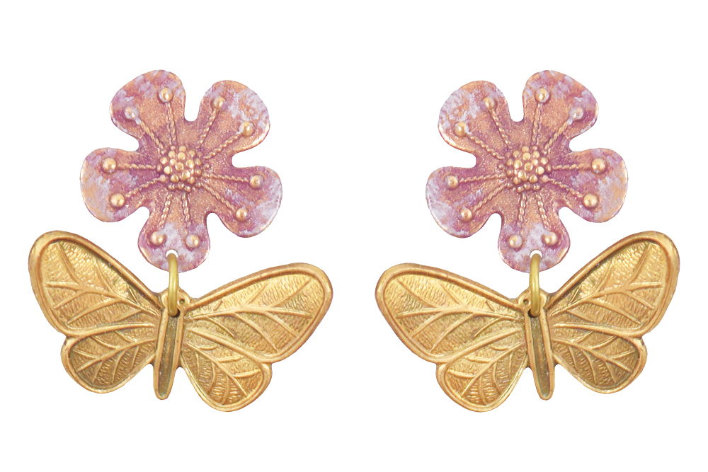Flower and butterfly earrings