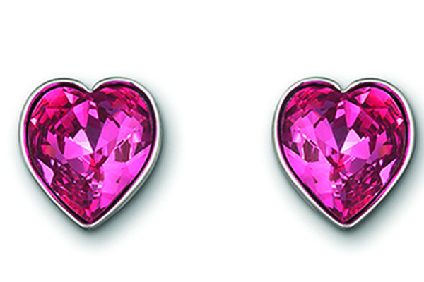 swarovski rose crystal heart shaped earrings