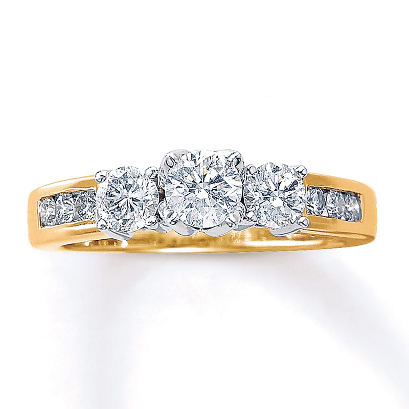 kay jewelers three-stone engagement ring