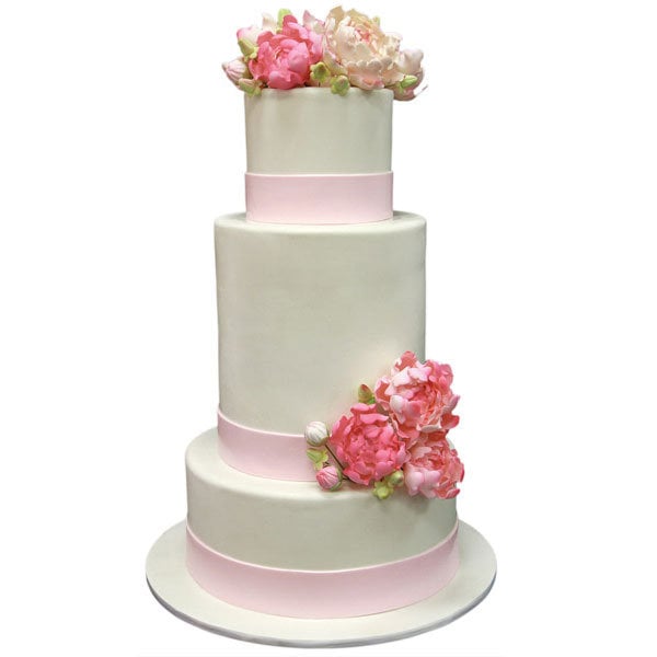 pink and white wedding cake