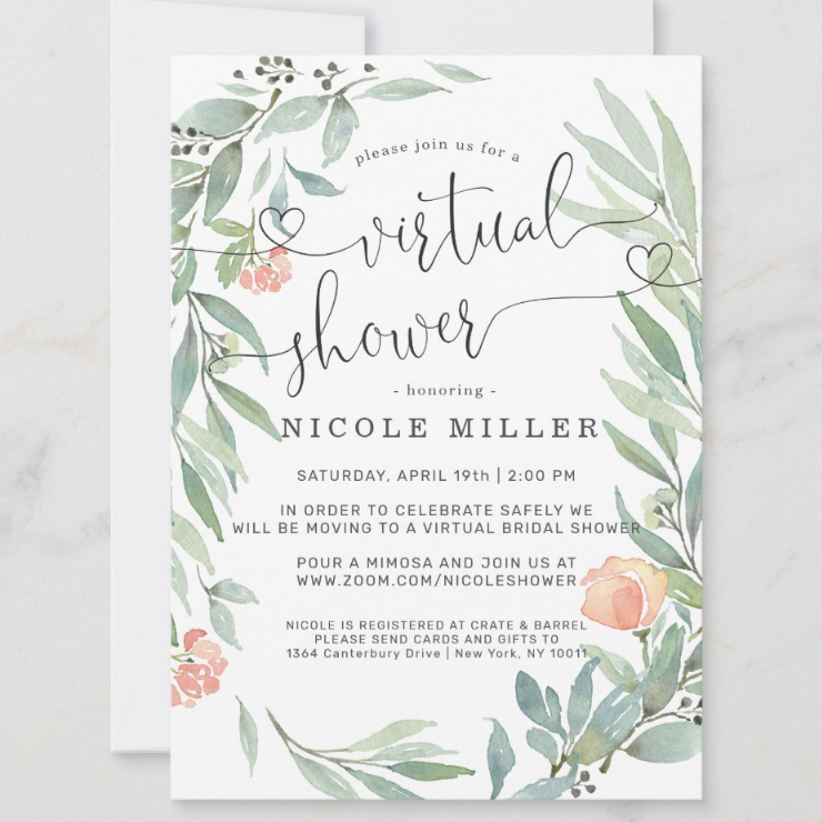 Virtual bridal shower invitation by Zazzle