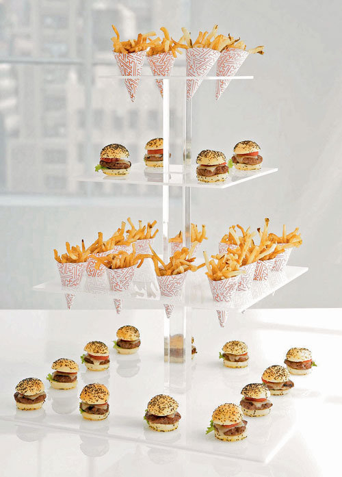 Baby burgers and tiny cones of fries make finger food fun