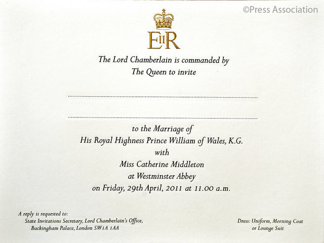 royal wedding 2011 invites. invitation The Invitations: