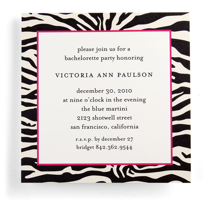 Zebraprint bachelorette party invitation 56 for 25 by Wedding Paper 