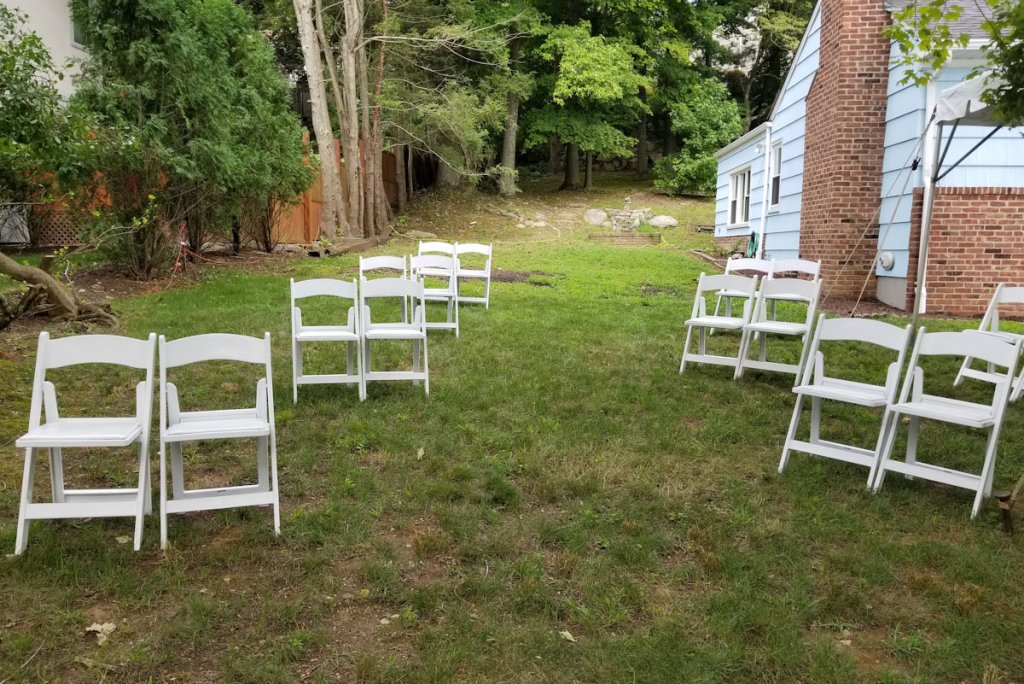 asymmetrical seating at wedding ceremony covid