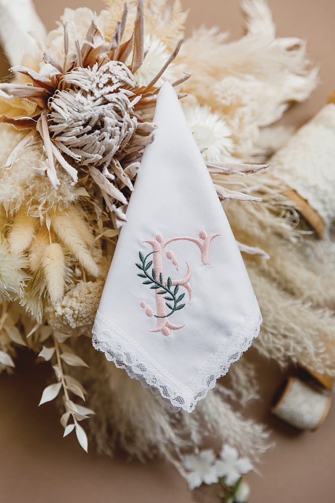 monogram wedding handkerchief