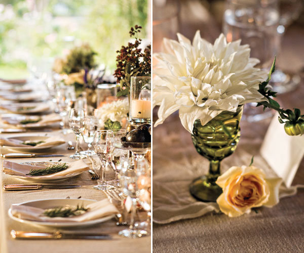  herbs peeked out from the flower arrangements fall wedding table decor