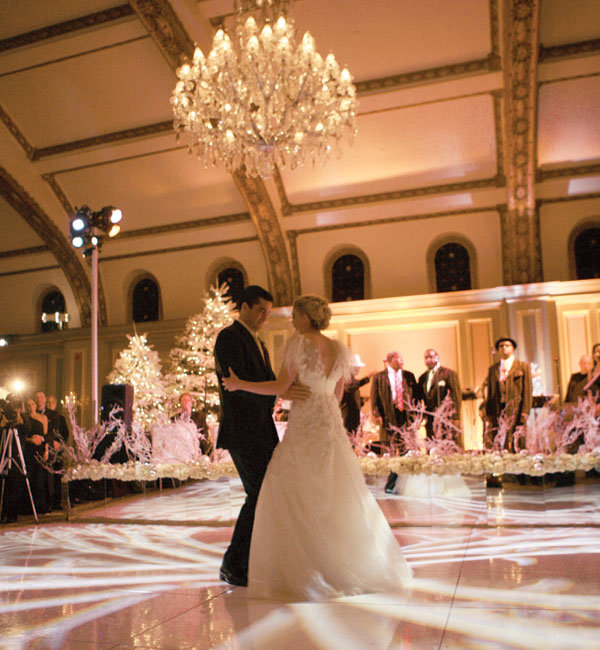 winter wedding reception Images of wintry branches were projected onto the winter wedding reception Images of wintry branches were projected onto the