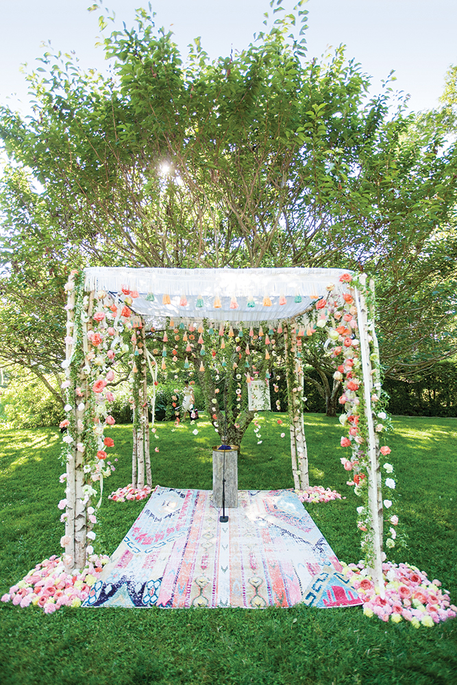 Boho wedding ceremony canopy