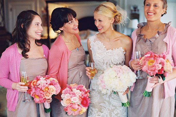 bride with bridesmaids