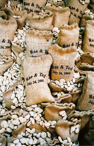 Tip 72 A rustic wedding calls for downhome fabric like burlap used here