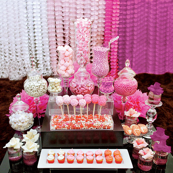 ombre pink candy buffet