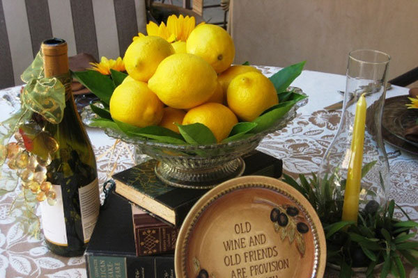 And in winter bowls of red berries are a cheery centerpiece 