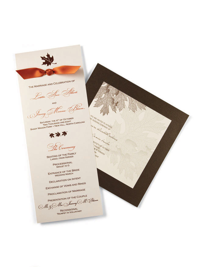 Wedding program with ribbon 235 for 100 unassembled 