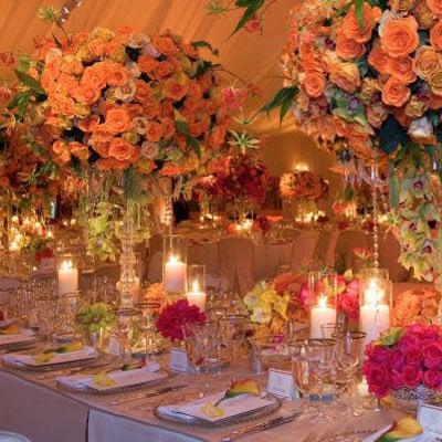 orange reception decor