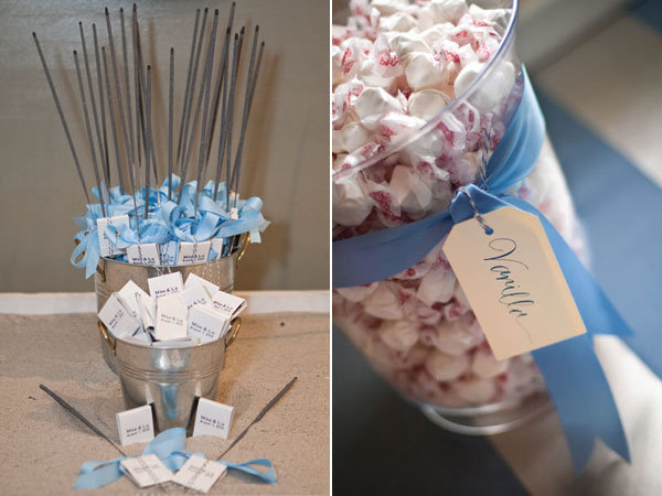 Guests loved the whimsical display of escort cards beach wedding favors