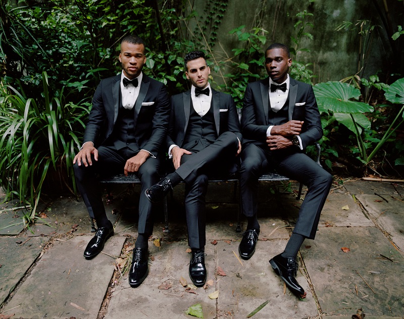 groomsmen in classic black tuxedo style for Generation Tux
