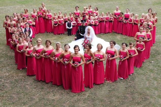 80 bridesmaids in wedding party