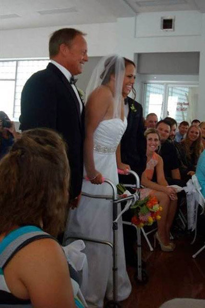 paralyzed bride walks down the aisle