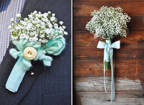 babys breath boutonniere Photo courtesy of The Wedding Chicks Munster Rose