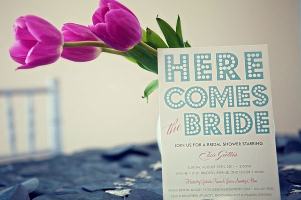 here comes the bride bridal shower invitation