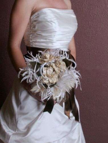 wedding bouquet with feathers