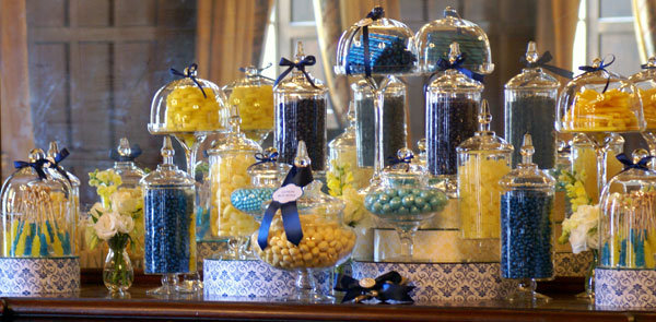 blue and yellow candy buffet