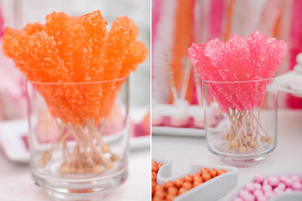 orange and pink candy buffet