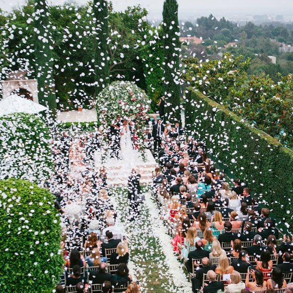 wedding ceremony flower petal release