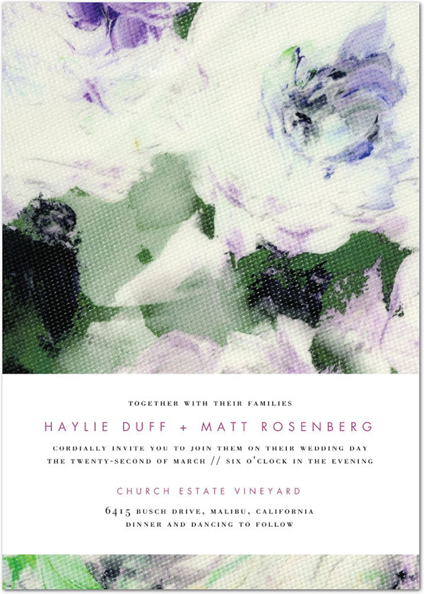 haylie duff matt rosenberg wedding invitation style
