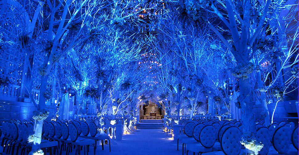 winter wonderland wedding ceremony aisle decor Created by Preston Bailey