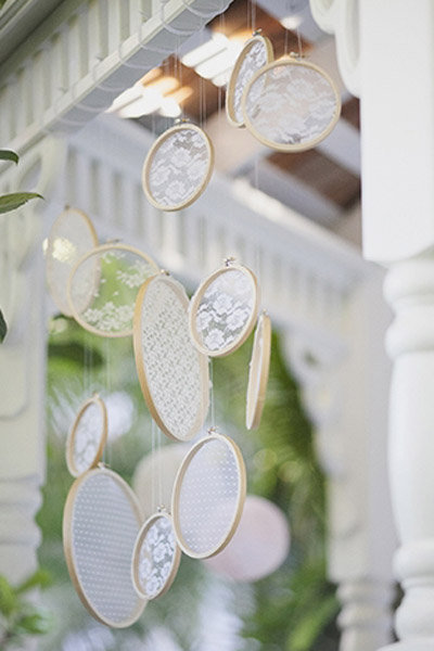 lace sun-catchers wedding decorations