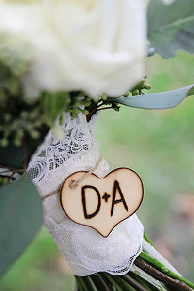 bouquet lace initials wedding