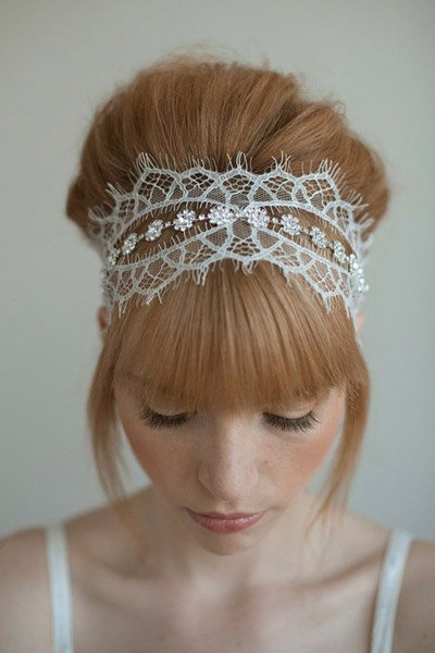 lace and rhinestone headband wedding