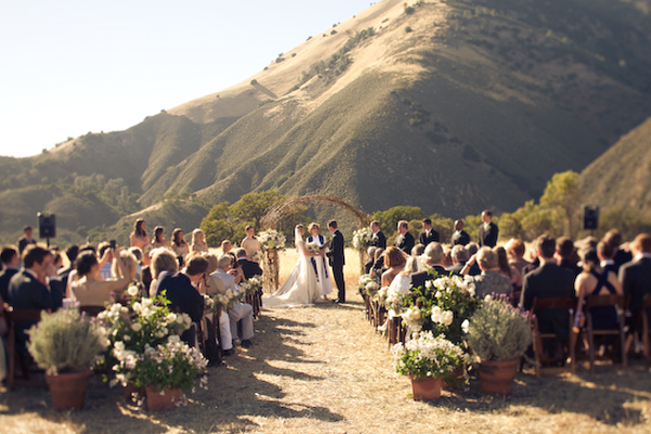 wedding ceremony with view of the mountains