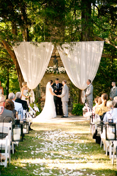 rustic outdoor ceremony backdrop