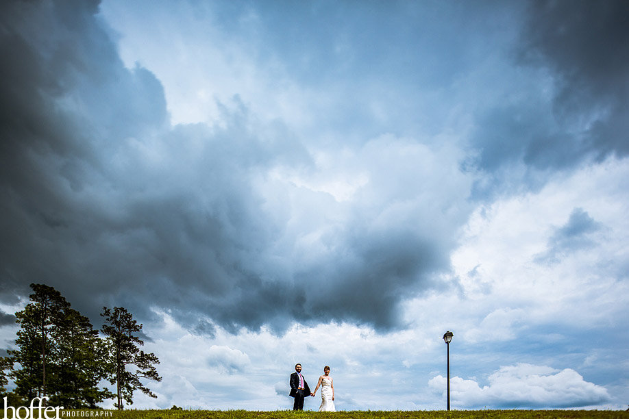 rainy wedding photo