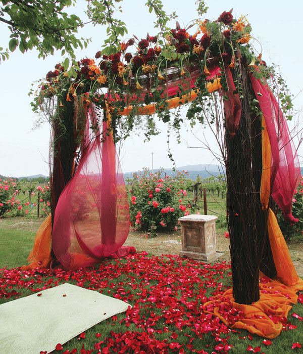 fall wedding ceremony decor Photo Credit Sherman Chu