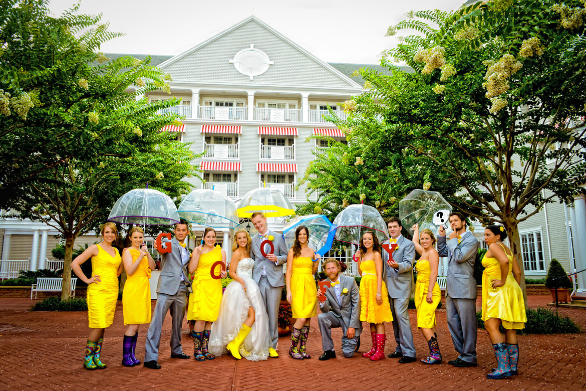 cute wedding photo in the rain